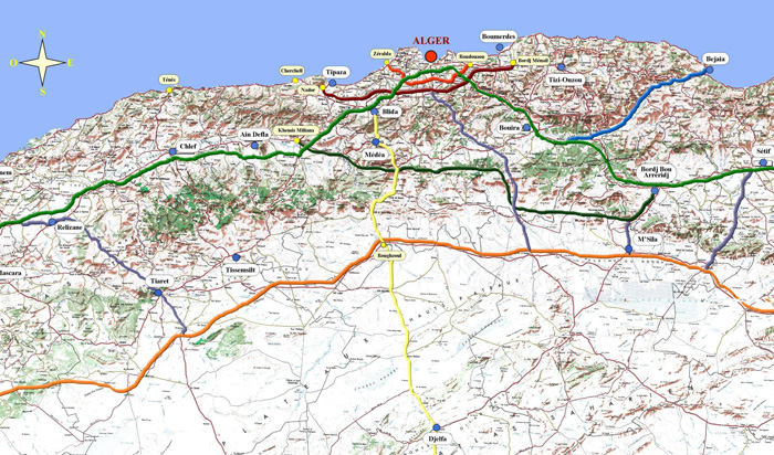 Carte routière de l’Algérie